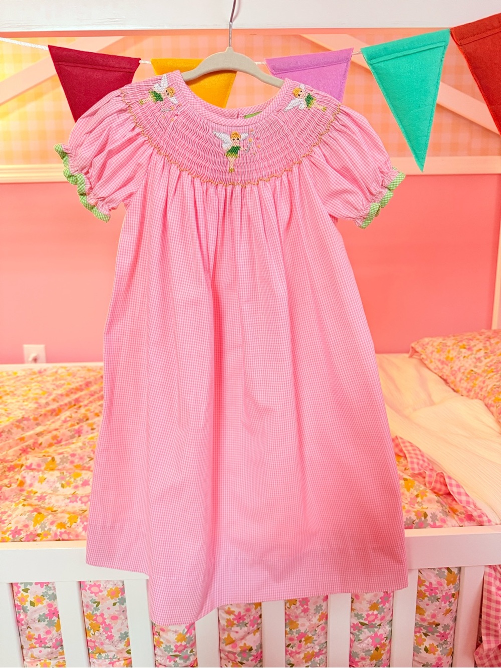 Pink Smocked Tinkerbell Girls Dress
